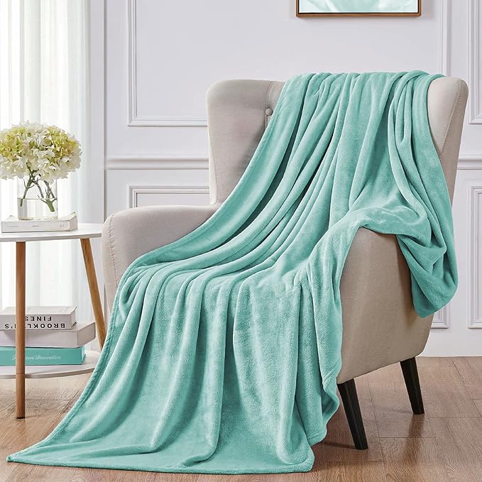 Walensee Fleece Blanket Plush Throw Fuzzy Lightweight (Twin Size 60x80 Light Blue) Super Soft Microfiber Flannel Blankets for Couch, Bed, Sofa Ultra Luxurious Warm and Cozy for All Seasons