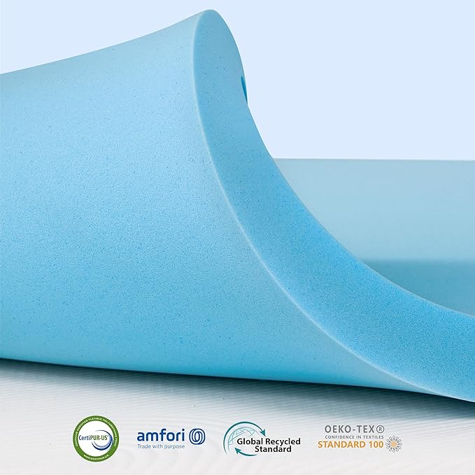 Subrtex Mattress Topper, Memory Foam Mattress Topper, Gel-Infused Memory Foam Topper for Side Stomach Sleepers, Breathable Bed Toppers (3 Inch, King)