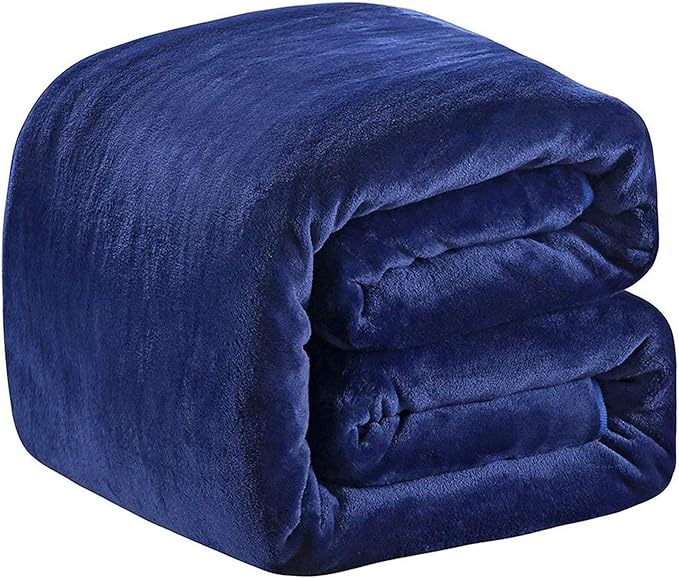 Fleece Blanket Queen Size 350GSM Lightweight Throw for The Bed Extra Soft Brush Fabric Super Warm Sofa Blanket 90" x 90"(Royal Blue Queen)