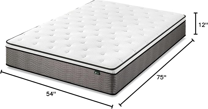 ZINUS 12 Inch Support Plus Pocket Spring Hybrid Mattress, Full, Strong Coils for Durable Support, Pocket Innersprings for Motion Isolation, Mattress in A Box