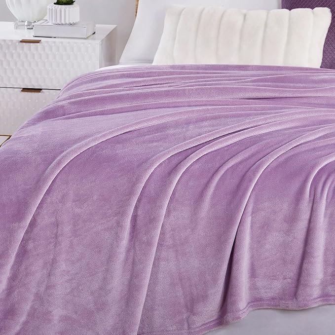 Walensee Fleece Blanket Plush Throw Fuzzy Lightweight (XL-Twin Size 66x90 Lilac) Super Soft Microfiber Flannel Blankets for Couch, Bed, Sofa Ultra Luxurious Warm and Cozy for All Seasons