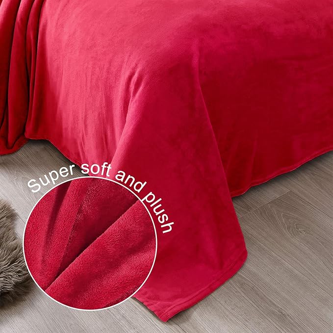 Exclusivo Mezcla Fleece Blanket Twin Size for Bed, Super Soft and Warm, All Season Use, Cozy, Plush, Lightweight, 60x80 Inches Red