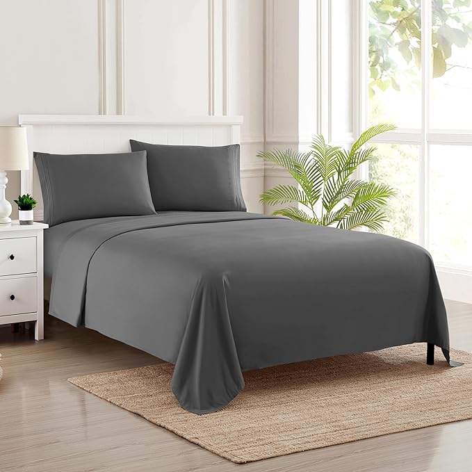 Full Size Sheet Sets - Breathable Luxury Sheets with Full Elastic & Secure Corner Straps Built In - 1800 Supreme Collection Extra Soft Deep Pocket Bedding, Sheet Set, EXTRA DEEP pocket - Full, Gray