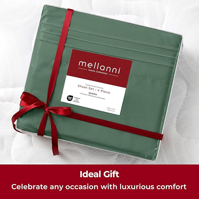 Mellanni Extra Deep King Sheets - 4 PC Iconic Collection Bedding - Hotel Luxury, Ultra Soft, Cooling Bed Sheets - Wrinkle, Fade, Stain Resistant (King, Emerald Green)