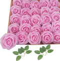 Artificial Flowers 25pcs Fake Roses, Rose Pink Foam Faux Flower for DIY Wedding Bouquets Bridal Shower Centerpieces Floral Arrangements Home Decorations Party Backdrops Table