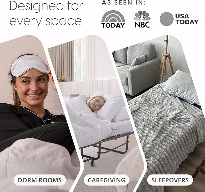 Milliard Diplomat Folding Bed with Mattress for Adults & Kids, Cot Size, Portable Foldable Bed with Luxurious Memory Foam Mattress & Super Strong Frame, 75” x 31", Fold Up, Roll Away, & Hideaway
