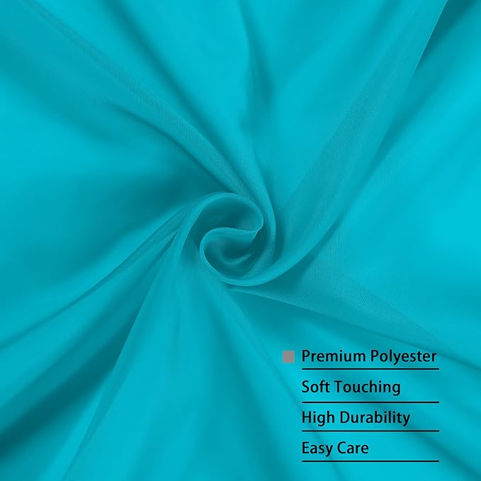 OWENIE Sheer Curtains 63 inch Length 2 Panels Set, Rod Pocket Voile Fimly Sheer Drapes for Living Room/Bedroom, 2pcs, Each 42" W x 63" L，Marine Blue