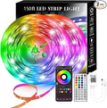 150FT Smart LED Strip Lights (2 Rolls of 75ft), RGB Strip Lights Sync to Music with 40 Key Remote Controller LED Lights for Bedroom,Christmas Lights decration (Multi-Colored, 150FT)