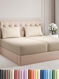 Split King Size 5 Piece Sheet Set - Comfy Breathable & Cooling Bed Sheets Set - Hotel Luxury Bedding for Women, Men, Kids, Teens, Boys & Girls - Deep Pockets & Wrinkle Free - Beige (Heathered Sheets)