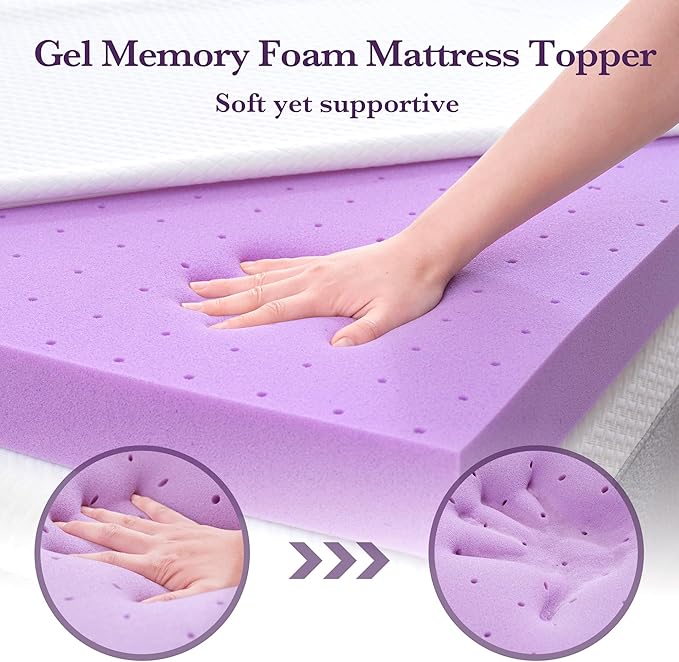 SINWEEK 3 Inch Gel Memory Foam Mattress Topper with Cooling Cover Ventilated Soft Mattress Pad, Bed Topper, CertiPUR-US Certified, Full Size