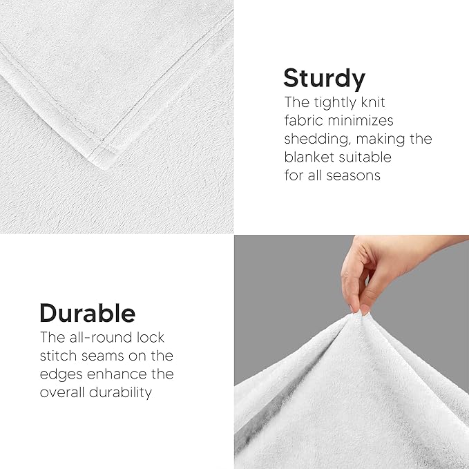 Utopia Bedding Fleece Blanket Twin XL Size White 300GSM Luxury Anti-Static Fuzzy Soft Microfiber Dorm Bed Blanket (90x76 Inch)