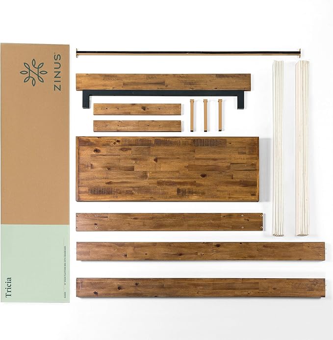 ZINUS Tricia Wood Platform Bed Frame with Adjustable Headboard / Wood Slat Support with No Box Spring Needed / Easy Assembly, Full