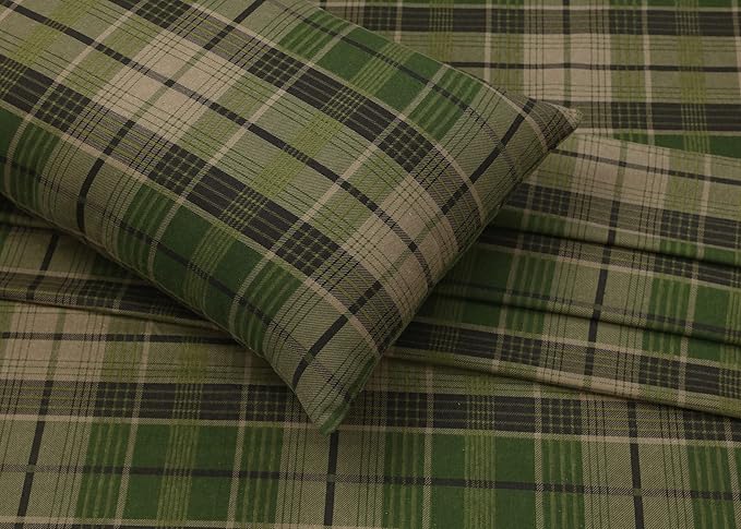 RUVANTI Flannel Sheets Twin Size - 100% Cotton Double Brushed Twin Sheets Set, Deep Pockets 16 Inches, All Seasons Breathable & Extra Soft Bed Sheets, Warm & Cozy, 3 Piece, DNA Plaid