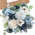 Blue Artificial Flowers Combo Box Set Silk Flowers Fake Rose for DIY Floral Arrangements Wedding Bouquets Centerpieces Baby Shower Party Home Decorations