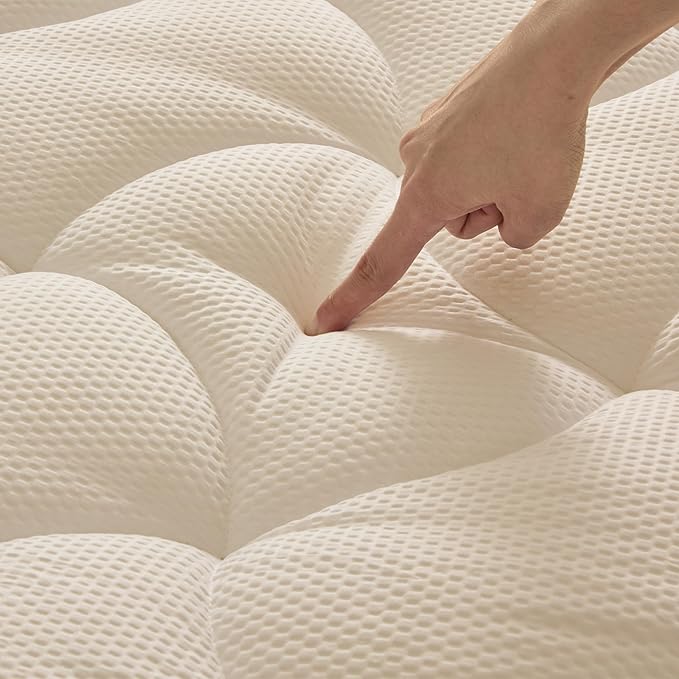 SLEEP ZONE Cooling Mattress Topper California King, Premium Zoned Cool Mattress Pad Cover, Padded Mattress Protector Breathable Washable, Deep Pocket 8-21" (Beige, Cal King)