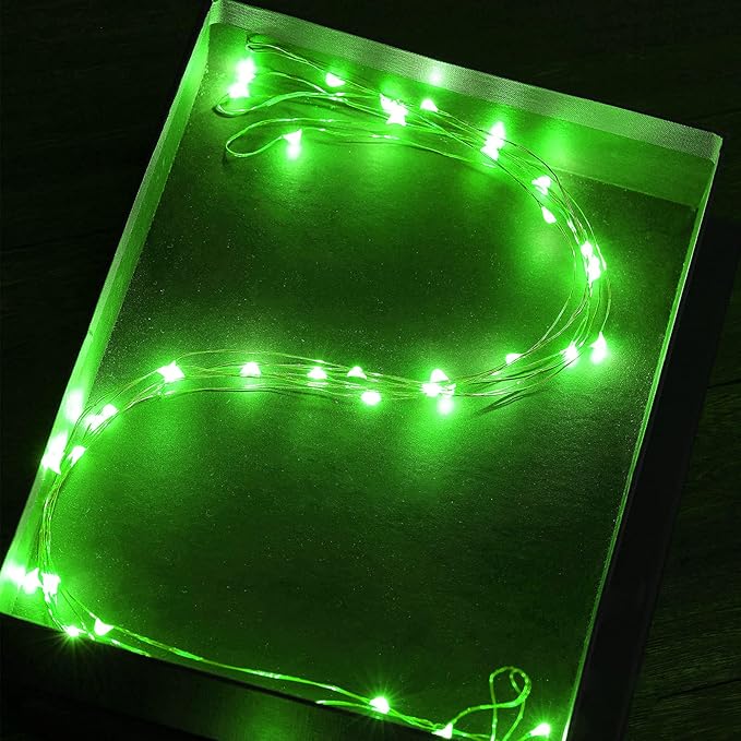Mikasol Fairy Lights Battery Operated, 4 Pack Mini 3*AAA Battery Powered Copper Wire Led Starry String Lights Firefly Lights for Bedroom, Christmas, Parties, Decoration (5m/16ft Green)