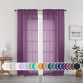 OWENIE Sheer Curtains 72 Inches Long 2 Panels Set, Transparent Light Filtering Plam Sheer Curtain Rod Pocket Clear Drapes for Living Room Bedroom Window Sliding Glass Door, Each 42 x 72 Inch, Plam