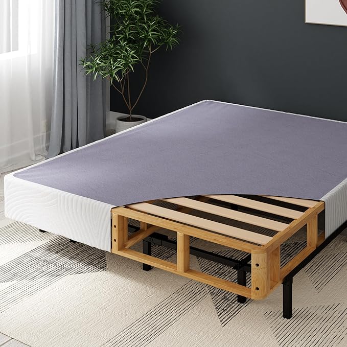 ZINUS Edgar 8 Inch Bamboo Box Spring, Mattress Foundation, Sturdy Bamboo Structure, Low Profile, Easy Assembly, Queen