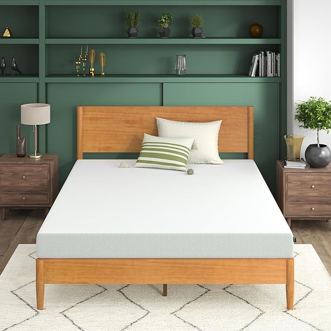 ZINUS 6 Inch Green Tea Memory Foam Mattress, King, Fiberglass Free, Patented Custom Contour Support, Sturdy Base Foam, CertiPUR-US Certified, Mattress in A Box, White