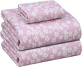 RUVANTI Flannel Sheets Twin XL Size - 100% Cotton Double Brushed Twin XL Sheet Sets, Deep Pockets 16 Inches, All Seasons Breathable & Extra Soft Bed Sheets, Warm & Cozy, 3 Piece, Pink Flora