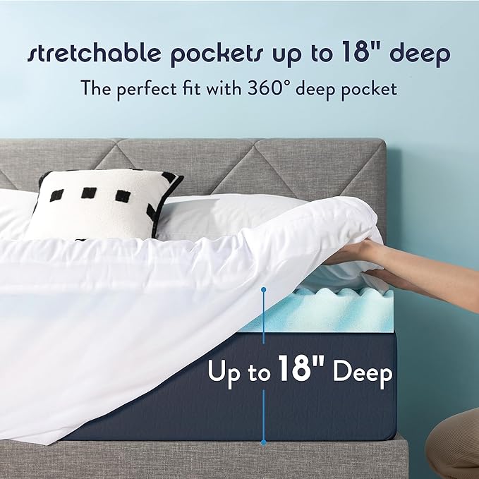 Best Price Mattress 4 Inch Pillowtop Mattress Topper and Pad Combo, 2 Inch Egg Crate Foam Mattress Topper, 2 Inch Plush Mattress Pad, Certified Safe Foam and Fabric, Dorm Essentials, King