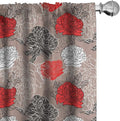 Ambesonne Floral Curtains, Blossoming Peonies Vintage Botanical Composition Abstract Petals and Buds, Window Treatments 2 Panel Set for Living Room Bedroom, Pair of - 28" x 95", Red Grey
