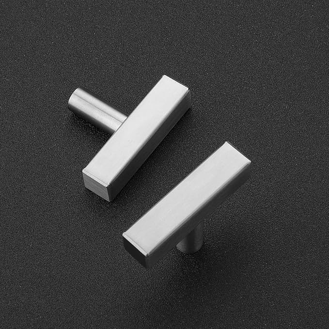 Ravinte Brushed Nickel Cabinet Handles 5 Pack Satin Nickel Square Cabinet Pulls Silver Hardware for Kitchen Cabinets 2 inch Overall Length Stainless Steel Drawer Pulls