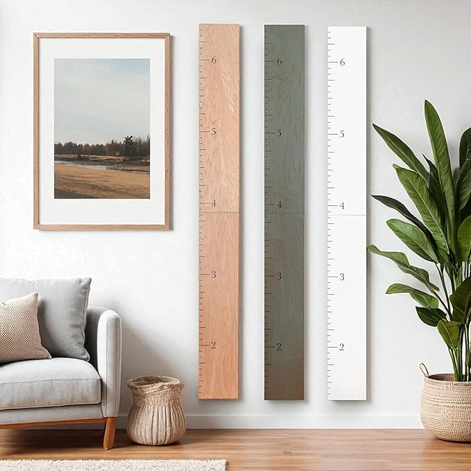 HEADWATERS STUDIO Wood Growth Chart for Wall - Growth Chart Wood Growth Chart for Kids Wooden Ruler Growth Chart Child Height Wall Chart Grow Chart for Wall Kids Wall Ruler Height Chart-Modern Natural