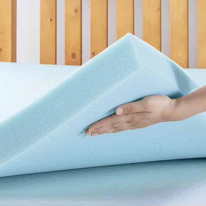 Best Price Mattress 4 Inch Ventilated Memory Foam Mattress Topper, Cooling Gel Infusion, CertiPUR-US Certified, Dorm Essentials, Twin