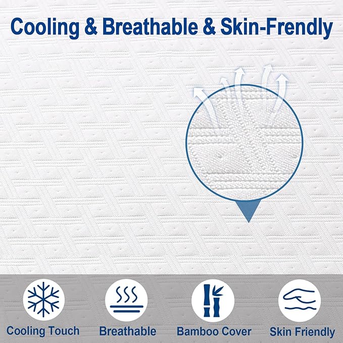 EDILLY 3 Inch Cooling Gel Memory Foam Mattress Topper King Size,with Removable & Washable Bamboo Cover,Soft Breathable Mattress Pad,Bed Topper for Back Pain Relief (76x80)