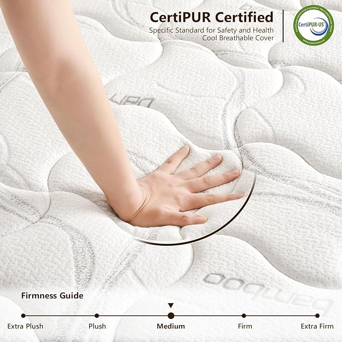 King Size Mattress - 12 Inch Hybrid King Mattresses in a Box with Bamboo Cover - King Size Memory Foam Mattress with Pocket Springs - Medium Firm Mattress for Pressure Relief - CertiPUR-US Certified