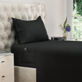 DREAMCARE Twin Sheets - 3pcs Cooling Sheets – up to 21” Extra Deep Pocket Twin Bed Sheets - Twin Sheet Set - Bed Sheets - Soft & Long Lasting 100% Fine Brushed Polyester with Side Pocket - Black