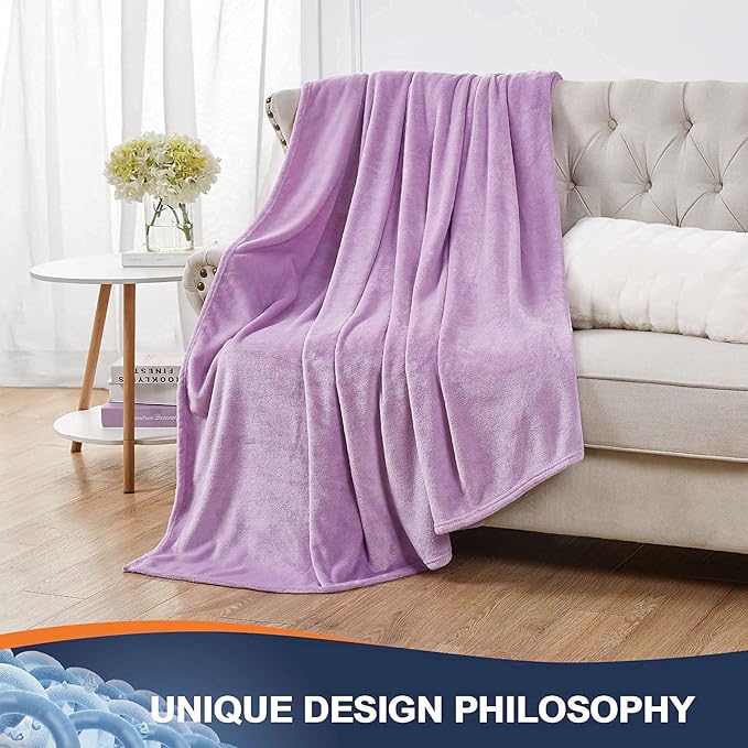 Walensee Fleece Blanket Plush Throw Fuzzy Lightweight (King Size 108x90 Lilac) Super Soft Microfiber Flannel Blankets for Couch, Bed, Sofa Ultra Luxurious Warm and Cozy for All Seasons