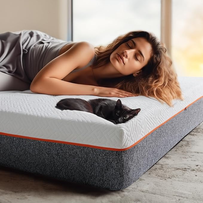 Marsail 6 Inch Twin Size Mattress, Cooling Gel Memory Foam, Fiberglass Free Breathable Cooling Bed Twin Mattress, Medium-Firm in A Box