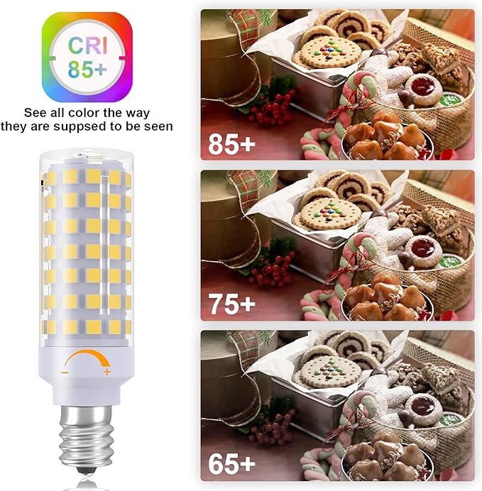 TAIYALOO E12 LED Bulb Dimmable C7 Bulb Equivalent to E12 Halogen Bulb 60W, Natural White 4000K, T6 Small Base, 120V 7W 630LM E12 LED Candelabra Bulbs for Ceiling Fan, Chandelier Light, 6 Pack