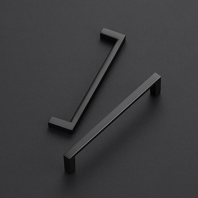 Ravinte 15 Pack Matte Black Cabinet Pulls, 5 Inch (128mm) Hole Center Slim Kitchen Handles, Square Drawer Pulls for Cabinets & Cupboards, Hardware