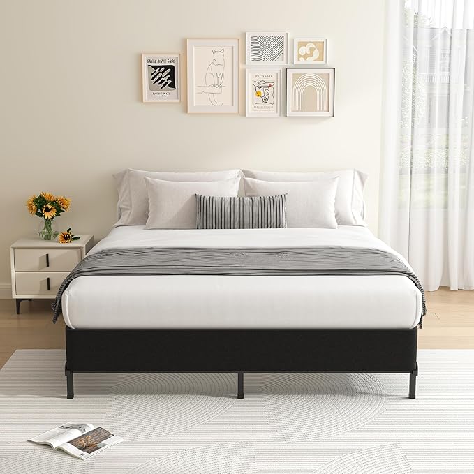 MAF Queen Box Spring 10 Inch High Profile Box Spring for Queen Bed, Queen Size Bed Base 3500 lbs Black Heavy Duty Metal Mattress Foundation with Easy Clean Cover, Easy Assembly
