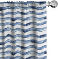 Ambesonne Harbour Stripe Window Curtains, Watercolor Style Paintbrush Stripes Sea Marine Life Lines Image, Lightweight Decor 2-Panel Set with Rod Pocket, Pair of - 28" x 63", Blue Night