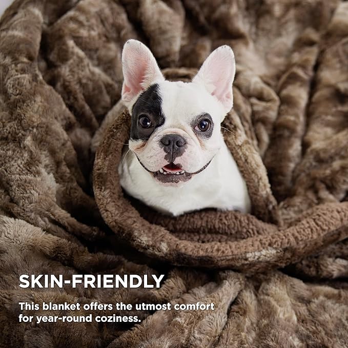 Bedsure GentleSoft Sherpa Fluffy Blanket Queen Size for Bed - Fleece Warm and Cozy for Women Gift, Plush & Fuzzy Faux Fur Christmas Blanket for Couch, Sofa Decor, Tie Dye Design, Brown, 90x90 Inches