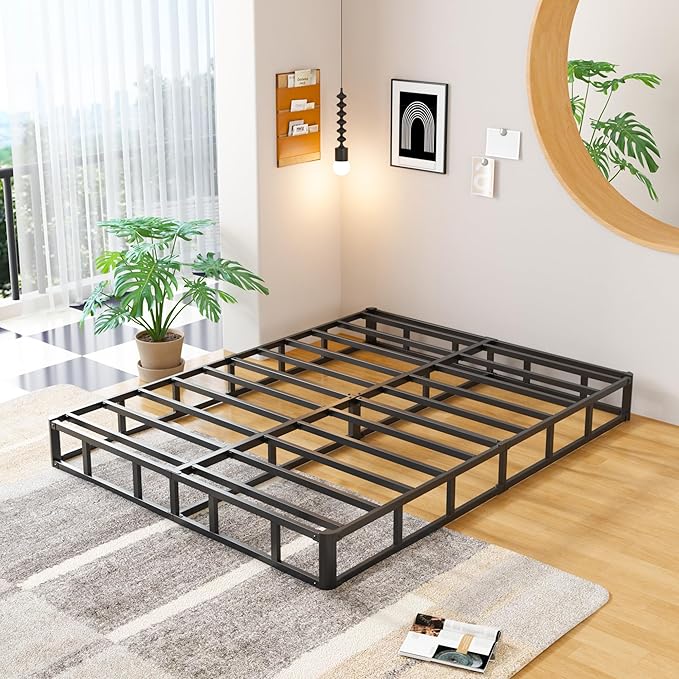 EMODA 9 Inch Queen Box Spring Bed Base, 3000 LBS Heavy Duty Metal Mattress Foundation with Fabric Cover, Easy Assembly