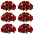NUPTIO Flower Wedding Centrepieces for Tables - 6 Pcs 9.5in Diameter Crimson Artificial Flowers Rose Ball for Centerpieces Table - Fake Rose Arrangements for Weddings Birthday Party Decor