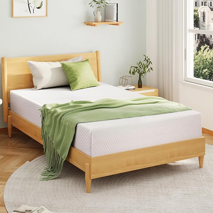 EGOHOME Twin XL Memory Foam Mattress, 6 Inch Bed Mattress in a Box with Cooling Green Tea Gel, Relieve Pressure with Medium Support, CertiPUR-US Certified, 80''L x 38''W, White