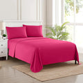 Sweet Home Collection Twin XL Size Sheet Set with Built-in Sheet Straps - Deep Pocket Fitted Sheet, Flat Sheet & Pillowcases - Soft, Wrinkle-Free, Secure Fit - Fuschia