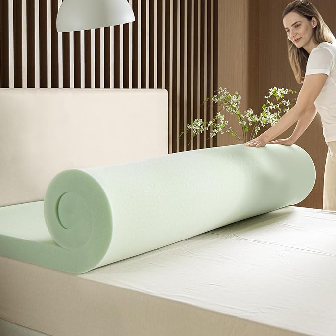ZINUS 3 Inch Green Tea Memory Foam Mattress Topper, Smaller, More Convenient WonderBox Packaging, Pressure-Relieving Layers, CertiPUR-US Certified, Queen