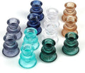 WDHODEC Christmas Taper Candle Holders 12PCS Glass Candlestick Holders for Table Centerpiece Colorful Candle Sticks for Wedding, Party and Winter Decoration(Blue&Green)