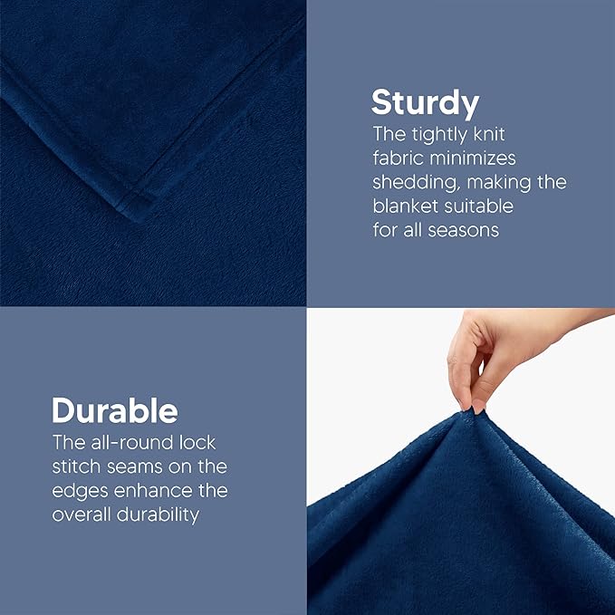 Utopia Bedding Fleece Blanket Twin XL Size Navy 300GSM Luxury Anti-Static Fuzzy Soft Microfiber Dorm Bed Blanket (90x76 Inch)
