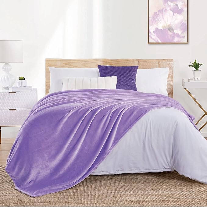 Walensee Fleece Blanket Plush Throw Fuzzy Lightweight (Twin Size 60x80 Lavender) Super Soft Microfiber Flannel Blankets for Couch, Bed, Sofa Ultra Luxurious Warm and Cozy for All Seasons