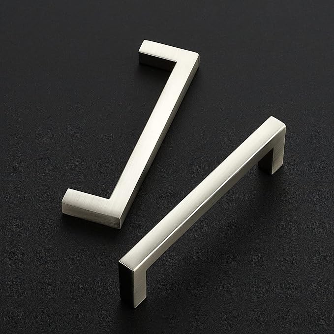 Ravinte 15 Pack Solid 3-3/4 Inch Center to Center Slim Square Bar Drawer Handles Cabinet Hardware - Brushed Nickel Kitchen Pulls