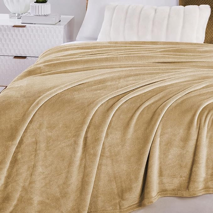 Walensee Fleece Blanket Plush Throw Fuzzy Lightweight (King Size 108x90 Tan Camel/Taupe) Super Soft Microfiber Flannel Blankets for Couch, Bed, Sofa Ultra Luxurious Warm and Cozy for All Seasons