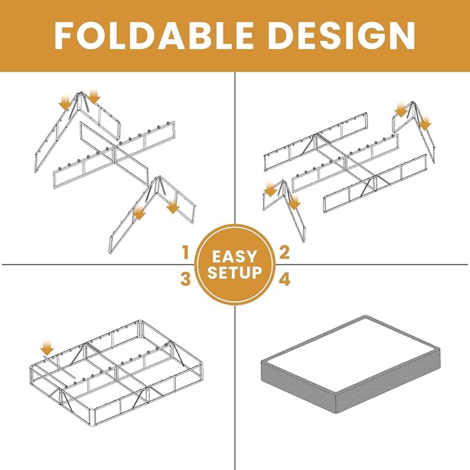 MAF 10 Inch Full Size Box Spring, High Profile Box Spring Full Size Bed Base, 3500 lbs Black Heavy Duty Metal Mattress Foundation with Easy Clean Fabric Cover, Easy Assembly